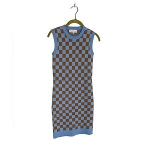 Willow & Wind Grid Plaid Dress XS Bodycon Cut Out Back
